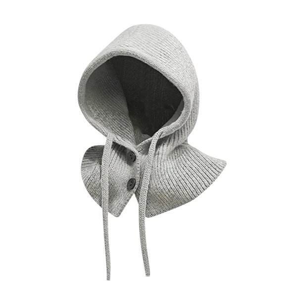 ameIAEA Women Warm Hooded Scarf Hats Drawstring Winter Cap Outdoor Knitted Beanie Hat for Cold Weather