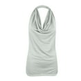 thumbnail image 1 of ameIAEA Women's Casual Cowl Neck Backless Tank Top Solid Color Sleeveless Summer Beach Blouse, 1 of 3