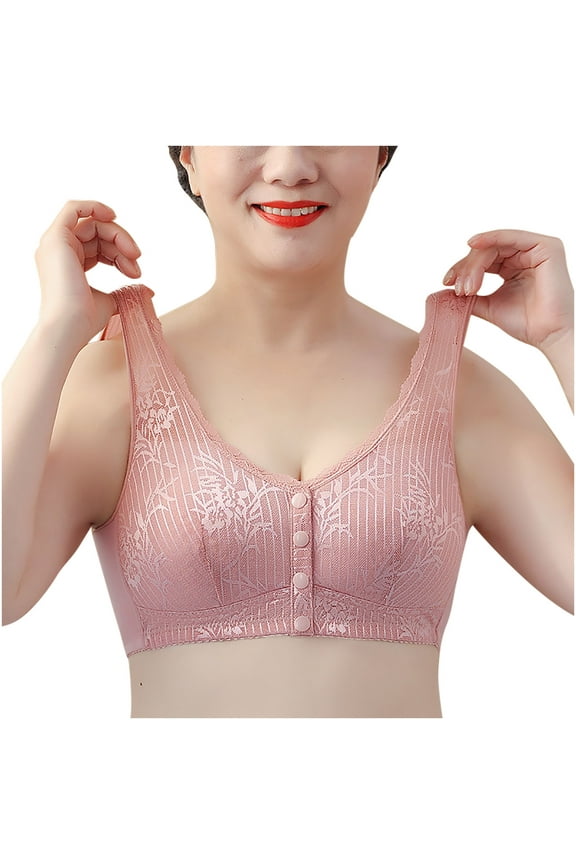 Women's Everyday Snap Lace Bras Front Close Sleep Bras Full Coverage Push Up Wire Free Bra