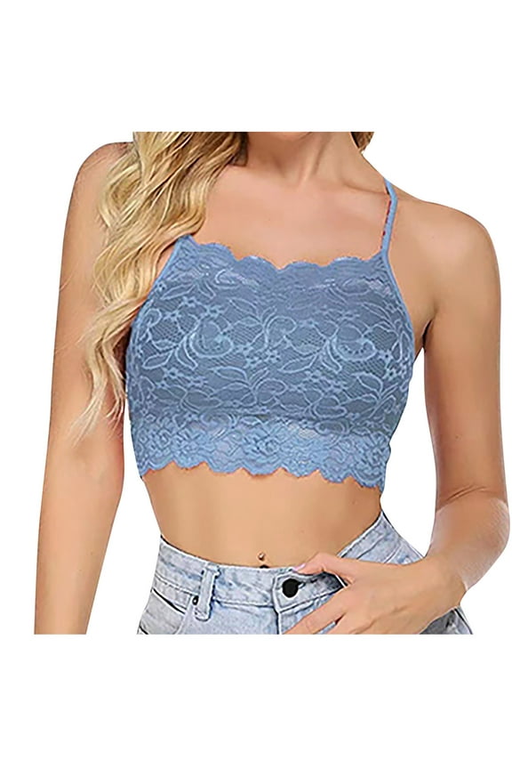 Women's Lace Camisole Adjustable Spaghetti Strap Padded Cami Tops Push Up Full Coverage Bra