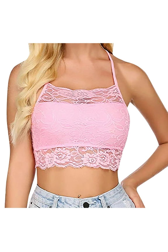 Women's Lace Camisole Adjustable Spaghetti Strap Padded Cami Tops Push Up Full Coverage Bra