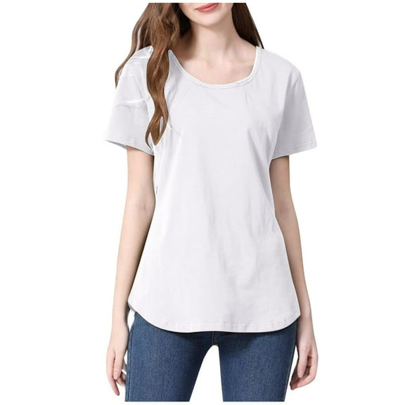 ameIAEA Women's Maternity Shirts Short Sleeves Nursing Tops Breastfeeding Tees Pregnancy Clothes