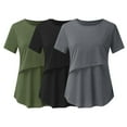 thumbnail image 1 of ameIAEA Women's Nursing Tops for Breastfeeding 3 Pack Maternity Tee Shirts Double Layer Pregnancy Clothes, 1 of 7