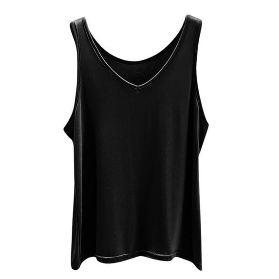 ameIAEA Women's Pajama Tank Top Summer V Neck Sleeveless Sleep Shirt Solid Color Casual Nightwear