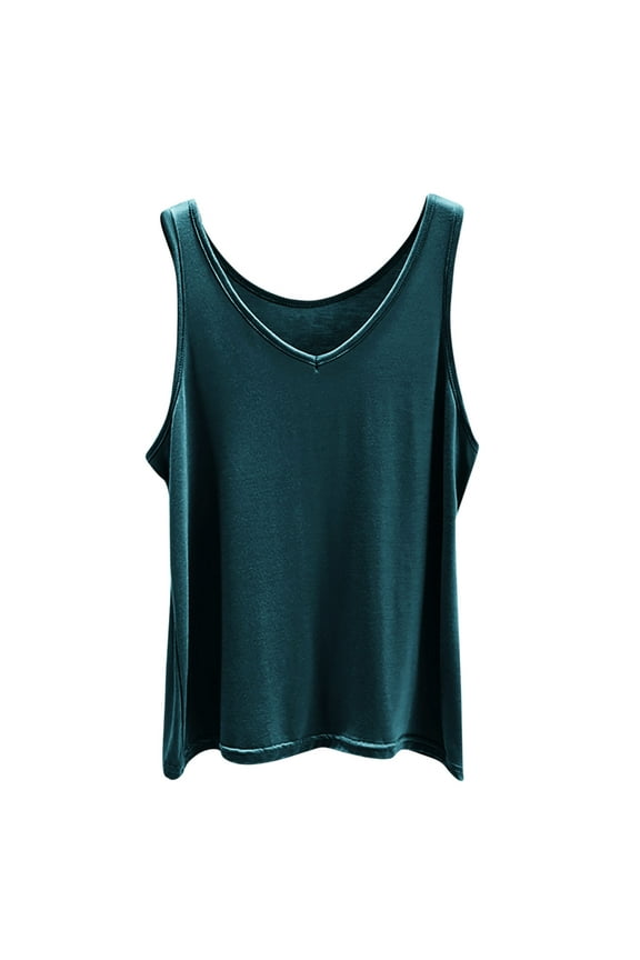 Women's Pajama Tank Top Summer V Neck Sleeveless Sleep Shirt Solid Color Casual Nightwear