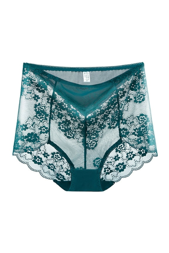 Women's Plus Size Panties See Through Soft Lace Underwear Breathable Full Coverage Briefs