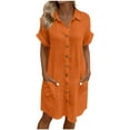 thumbnail image 1 of ameIAEA Women's Short Sleeve Button Down Collared Shirt Dress Summer Causal Vacation Dresses with Pockets, 1 of 6