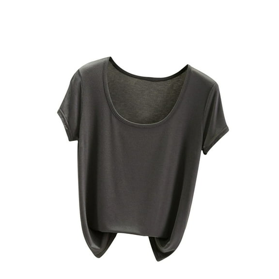 ameIAEA Women's Solid Color Summer Basic Tee Tops Short Sleeve Round Neck Comfy Tshirts Pajama Tops