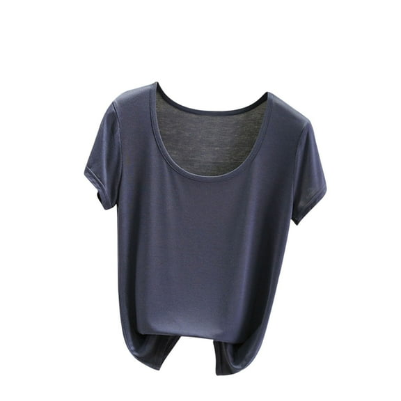 ameIAEA Women's Solid Color Summer Basic Tee Tops Short Sleeve Round Neck Comfy Tshirts Pajama Tops