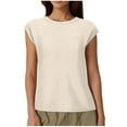 thumbnail image 1 of ameIAEA Women's Summer Cap Sleeve Shirts Solid Color Basic Work Blouses Casual Loose Tops, 1 of 1