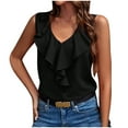 thumbnail image 1 of ameIAEA Women's V Neck Basic Blouses Summer Sleeveless Ruffle Casual Dressy Shirts Solid Color Tops, 1 of 7