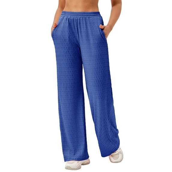 ameIAEA Women's Wide Leg Sweatpants Gym Workout Pants with Pockets Elastic Waisted Lounge Trousers