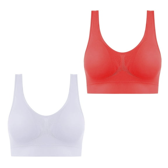 ameIAEA Womens 2 Pack Bras Wireless Seamless Sports Bras No Underwire Push Up Padded Bras