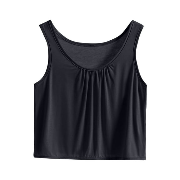 ameIAEA Womens Crewneck Sleeveless Tops Summer Casual Ruffle Shirts Solid Color Basic Tank Tops