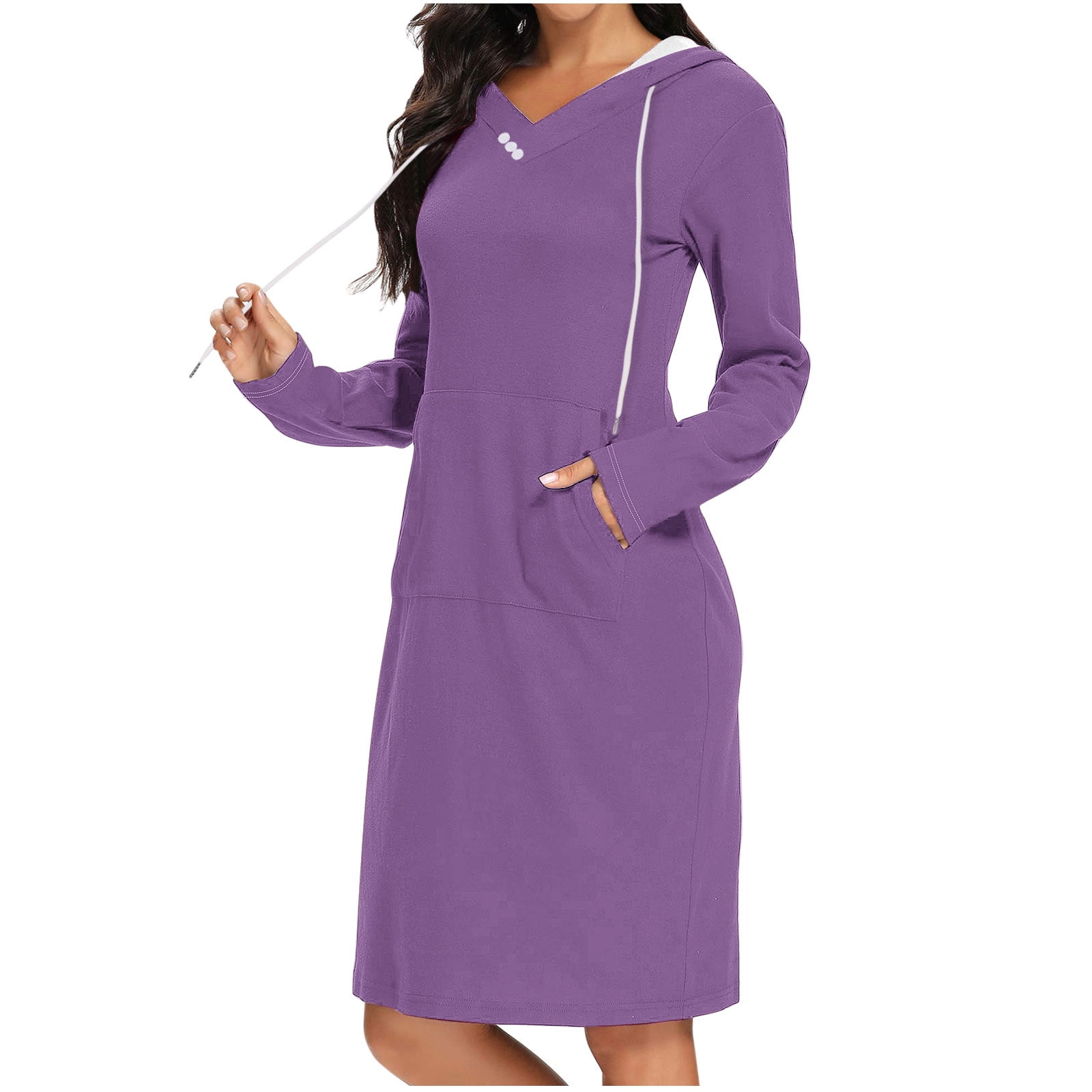 Quilted Long Sleeve Dress With Hood