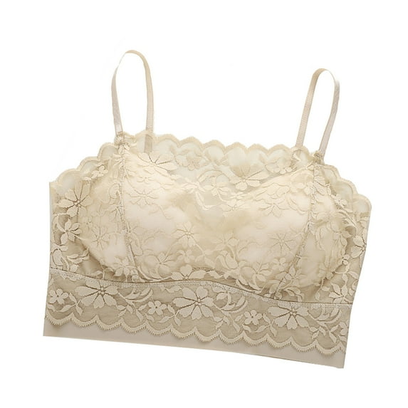 ameIAEA Womens Padded Spaghetti Strap Bras Full Coverage No Underwire Bras Lace Camisole Tops