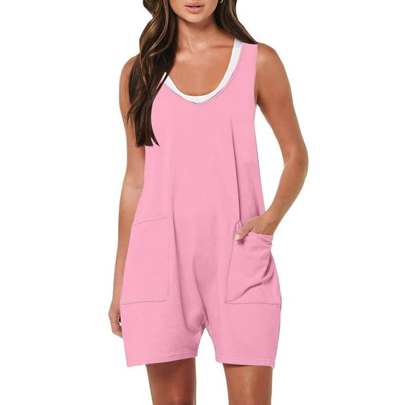 ameIAEA Womens Rompers Wide Leg Casual Sleeveless Jumpsuit with Pockets Loose Summer Overalls
