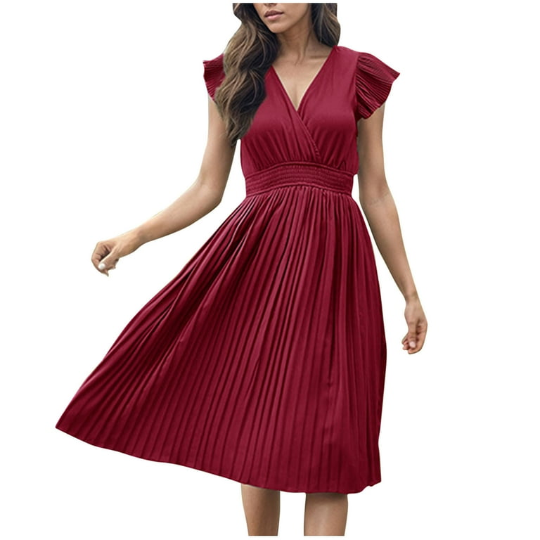 Red A-line Pleated Cake Dresses With Ruffles, Newest Prom Dresses, Bridesmaid Dresses Red A-line Pleated Cake Dresses With Ruffles, Newest Prom Dresses, Bridesmaid Dresses