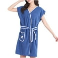 thumbnail image 1 of ameIAEA Womens Shower Robes Short Sleeve V Neck Bathrobes Winter Spa Robes with Pockets, 1 of 5