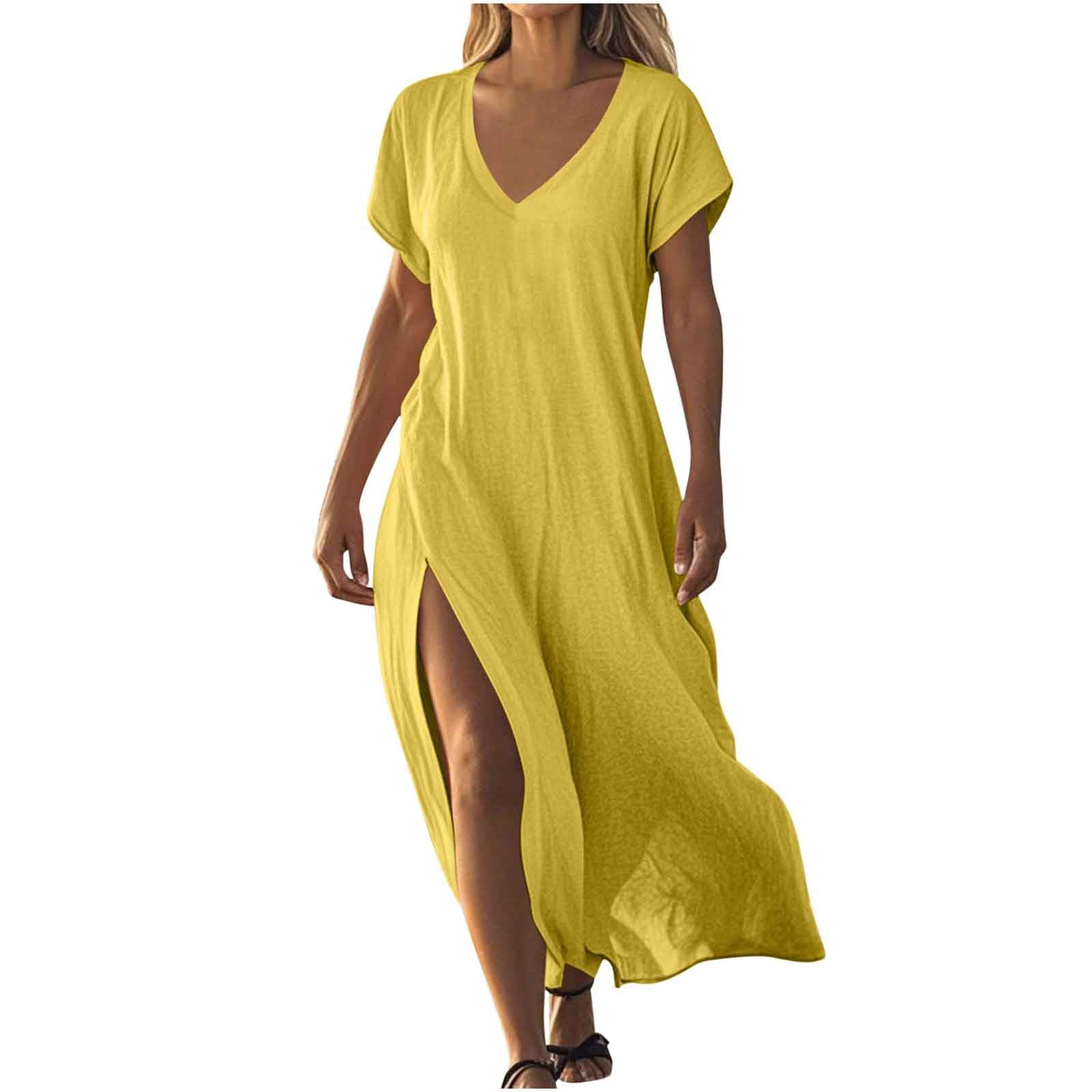 curved hem maxi dress Summer V Neck Maxi Dresses for Women Short Sleeve Casual Loose Long Dress Curved Hem Beach Vacation Sundress