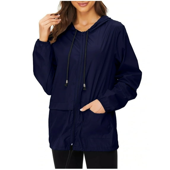 ameIAEA Womens Windbreaker Jacket Lightweight Waterproof Coat Long Sleeve Zip Up Jacket with Pockets
