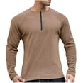 thumbnail image 1 of ameIAEA Workout T-Shirts for Men Long Sleeve Zip Up Gym Shirts Solid Color Casual Tee Tops, 1 of 3