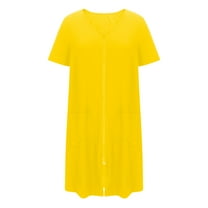 ameIAEA Zipper Robes for Women Short Sleeve Zip Up Bathrobe Soft Nightgown with Pockets Loungewear