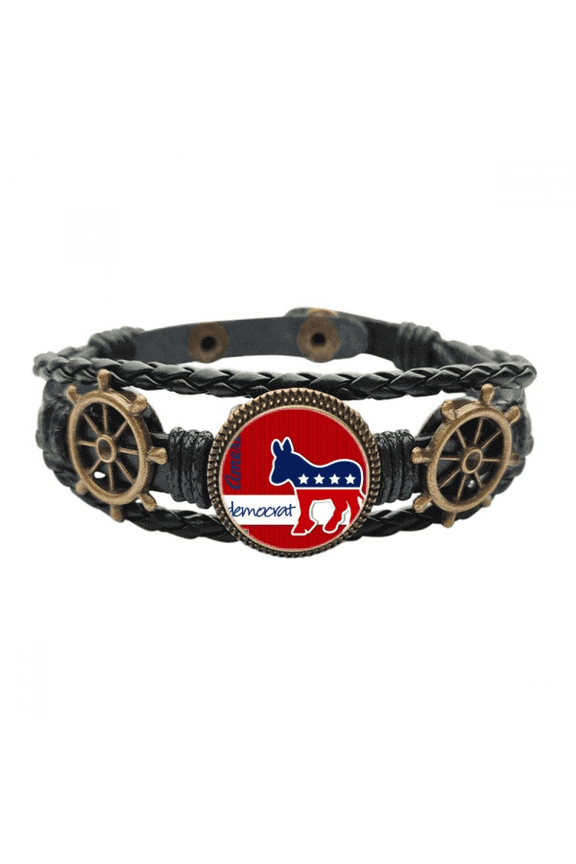 amedonkey emblem democrat leather braided ocean bracelet wristband