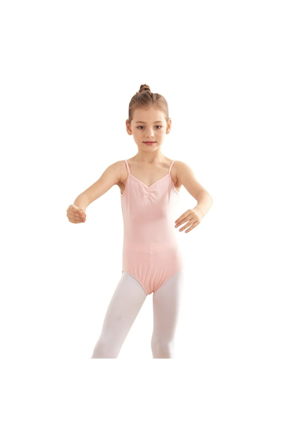 amelAEA Girls Camisole Dance Leotard Button Down Sleeveless Strap Cross Back V-Neck Bodysuit Outfit