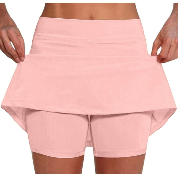 amelAEA Tennis Skirt for Women with Shorts Mid Waisted Stretch Workout Running Skort Summer Athletic Shorts