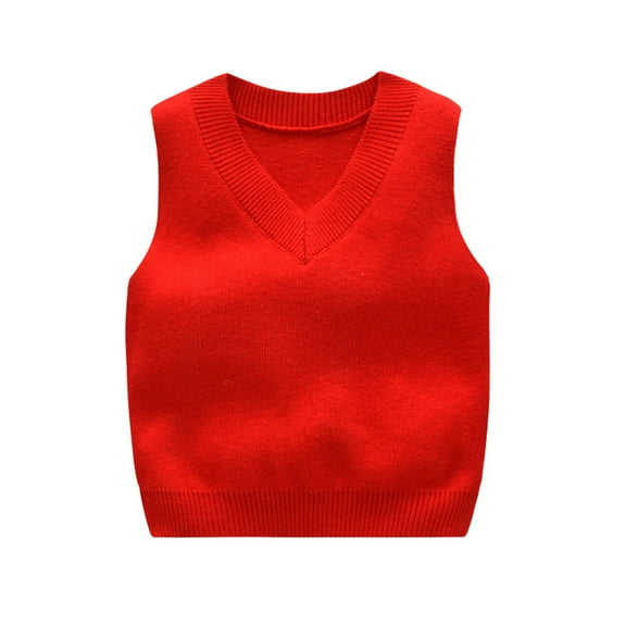 ameIAEA Toddler Baby Boys Girls V-Neck Sweater Vest School Uniforms Solid Color Sleeveless Knit Pullover