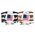 thumbnail image 1 of amemap stars stripes flag shape bracelet hand strap leather wristband double set, 1 of 4