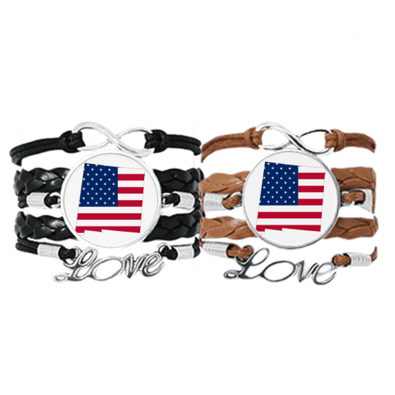 amemap stars stripes flag shape bracelet hand strap leather wristband double set
