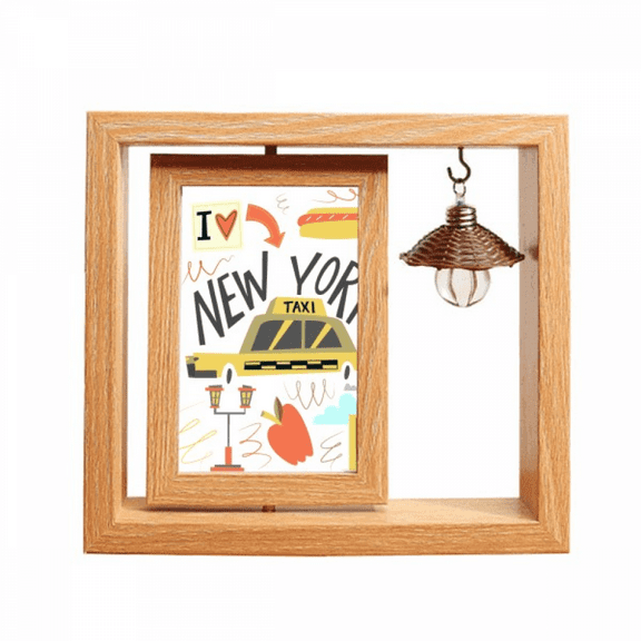 amenew york city illistration Wooden Rotating Picture Photo Frame 4x6