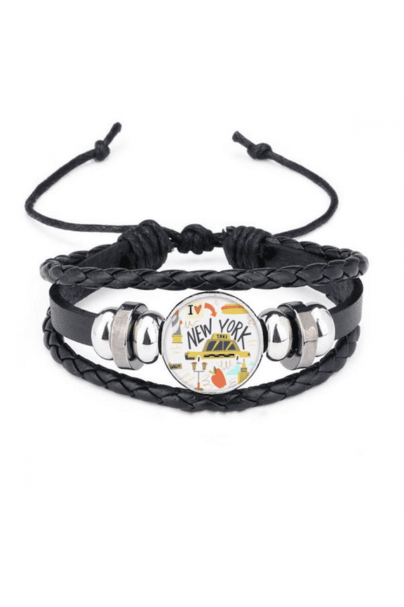 amenew york city illistration bracelet braided leather woven wristband