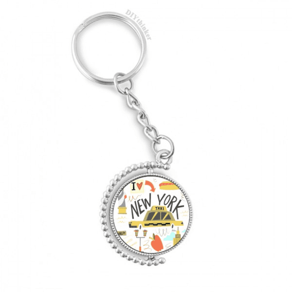 amenew york city illistration rotatable keyholder disc accessories chain clip