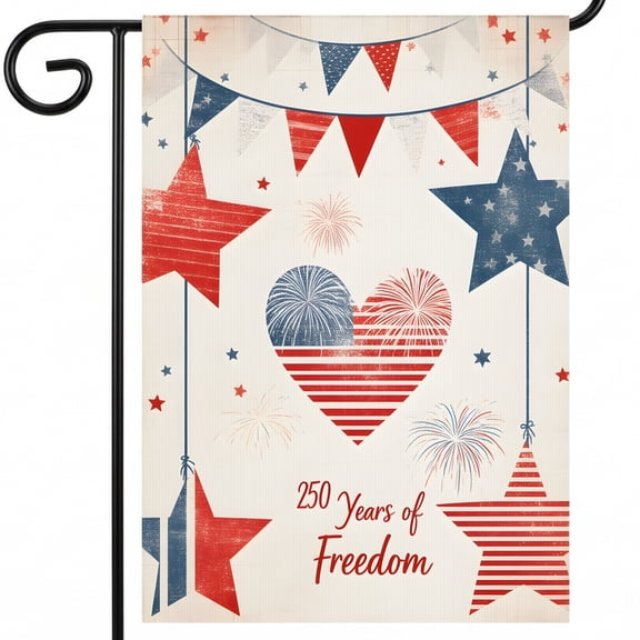 america garden flag A poster with a heart and stars in the shape of a heart. 250 years of Freedom bicentennial flag Large 28x40 Inch Decor Size patriotic home decor
