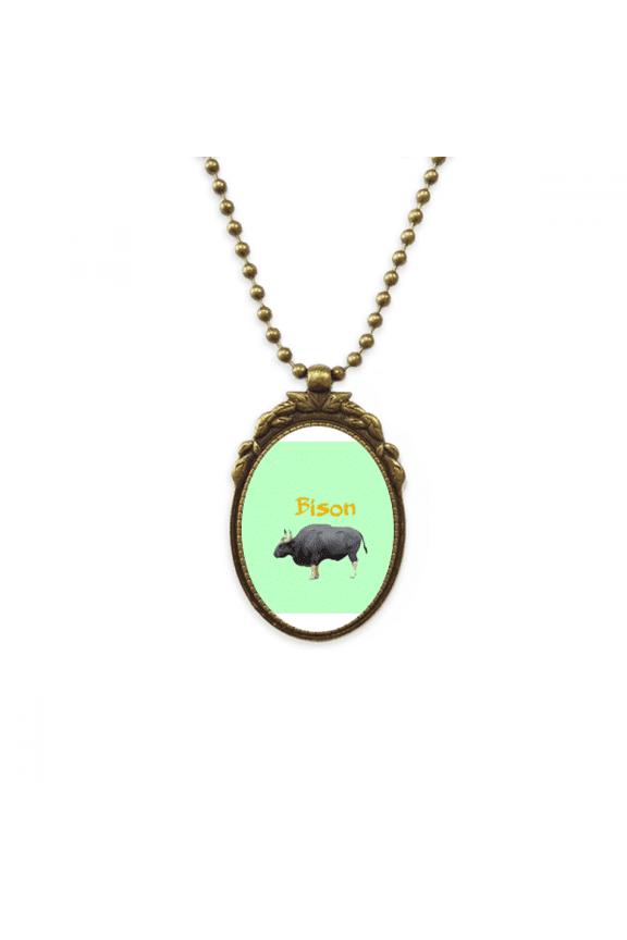 american bison artiodactyla antique necklace vintage bead pendant keychain