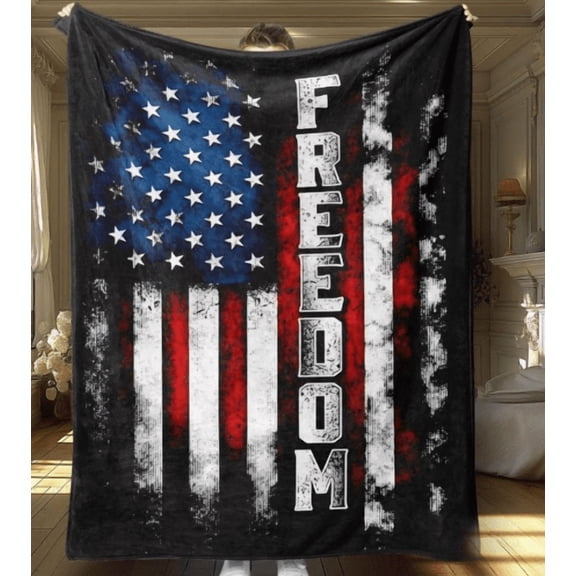 american flag Print Soft Blanket, 1 Count Bedding Supplies for Home Office Travel Camping, Cool Bedroom Bedding, Bedroom Accessories, Slogan Print Blanket
