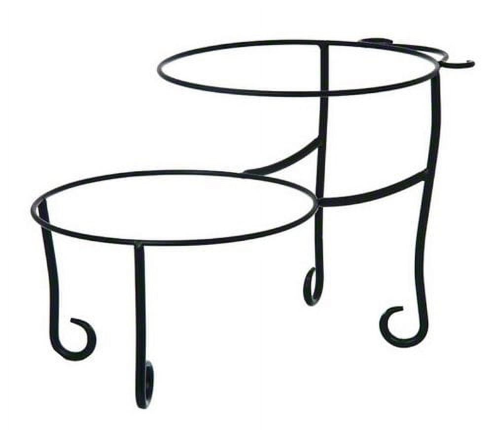 Black Wrought Iron Two-Tier Round Pizza Stand