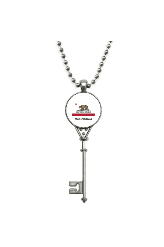 american state flag contour california pendant vintage necklsilver key jewelry