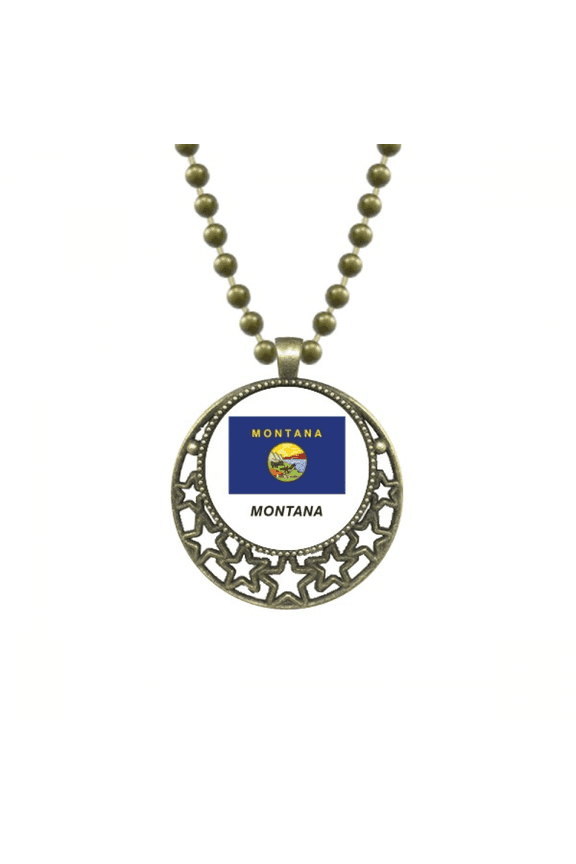 american state flag contour montana pendant star necklmoon chain jewelry