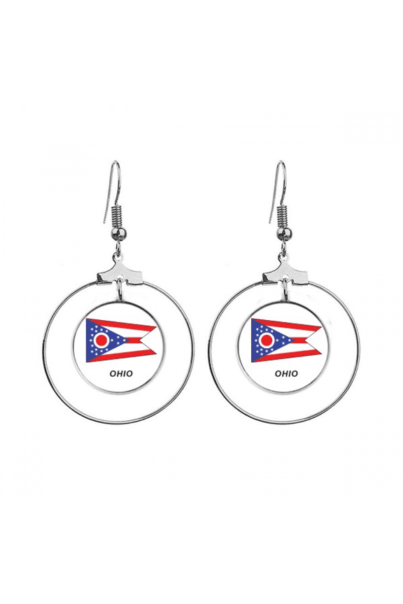 american state flag contour ohio earrings dangle hoop jewelry drop circle