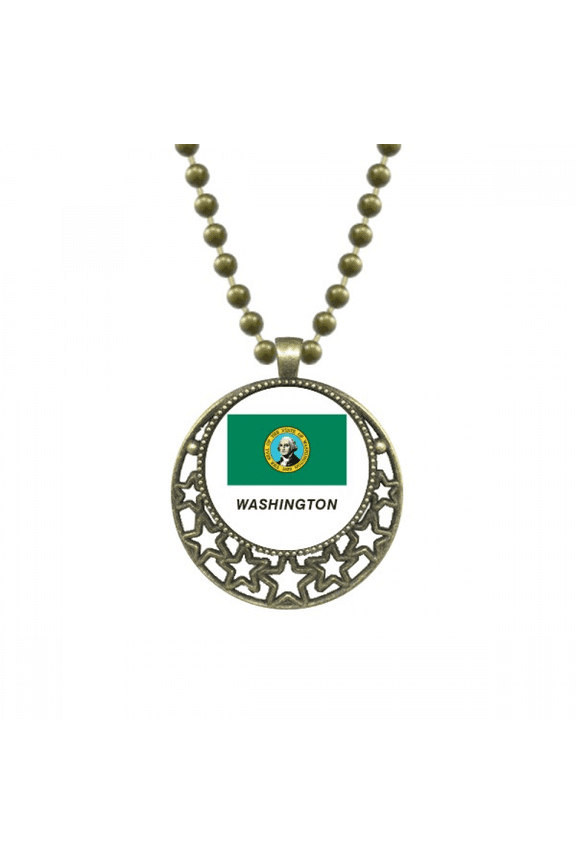 american state flag outline pendant star necklmoon chain jewelry