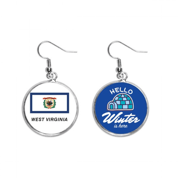 american state flag outline west virginia dangle drop winter ice earring jewelry