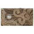 thumbnail image 1 of american west 8952282 annies secret collection ladies tri-fold wallet, sand, distressed charcoal brown & light blue, 1 of 4