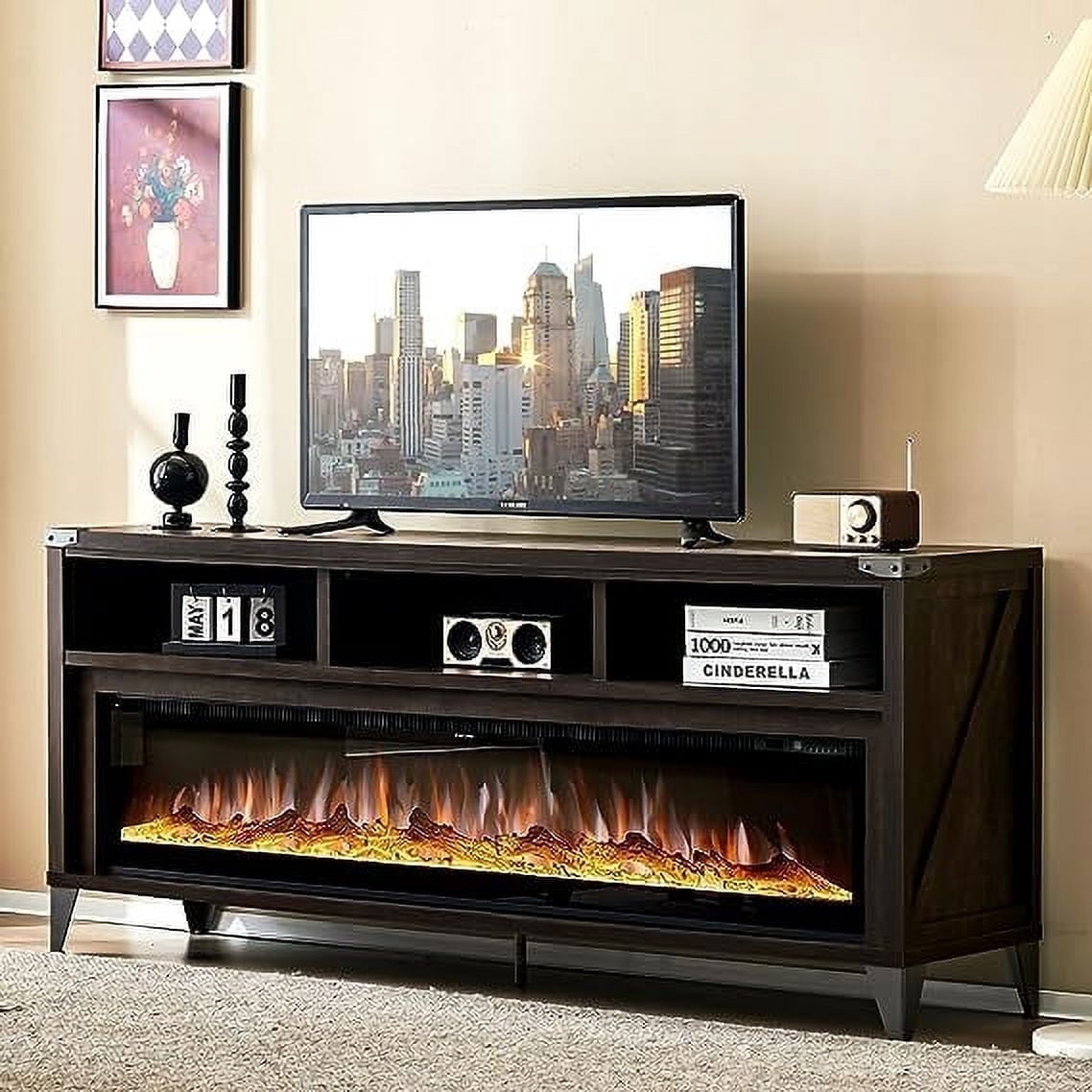 Espresso Fireplace Tv Stand