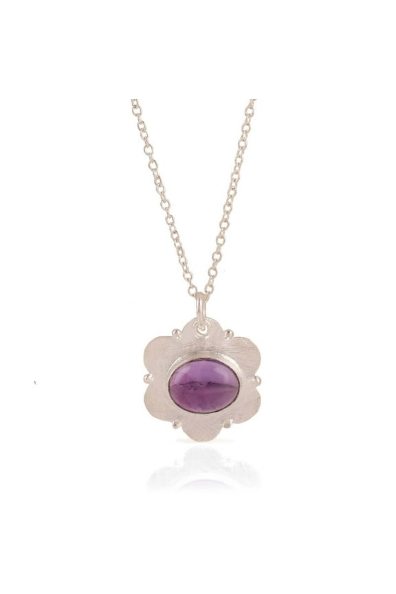 Natural Amethyst Crystals Pendant Necklace, Oval Cabochon Gemstone, Energy Healing Crystals, Birthday, Gift for Her, Gemstone Jewelry 18 inch AAA+