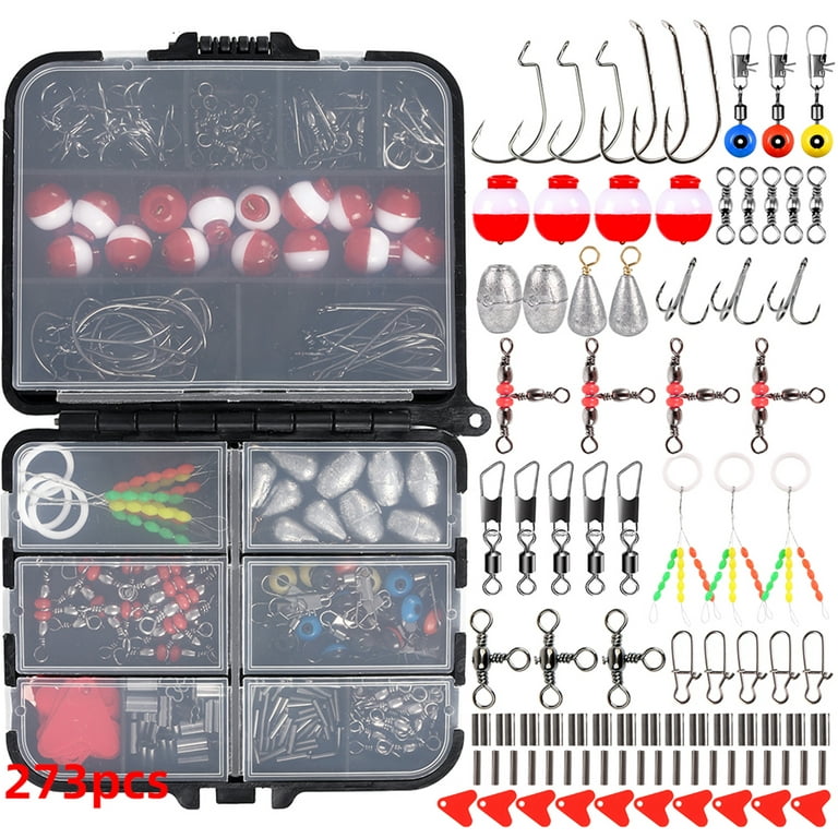 ametoys 273pcs Fishing Accessories Kit with Swivel Snap Hooks and