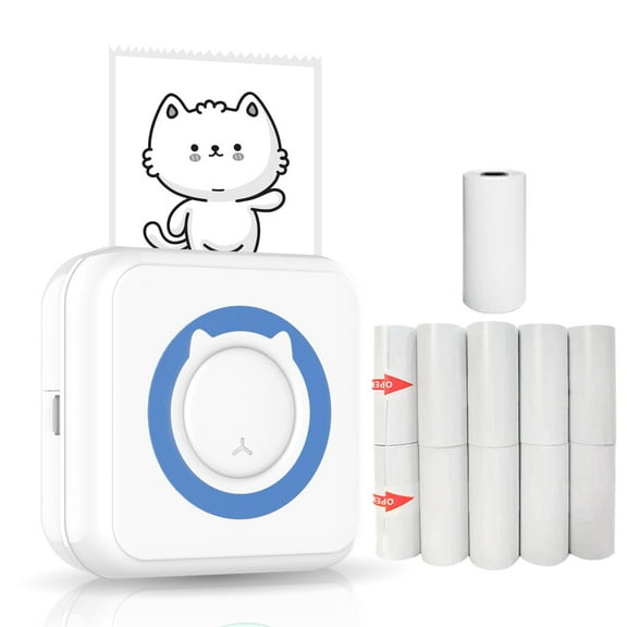 ametoys All-in-one Photo Printer Multifunction Portable Printer Wireless Instant Printer Support Connection for Smartphone with 11 Paper Rolls 57mm Compatible with iOS Android